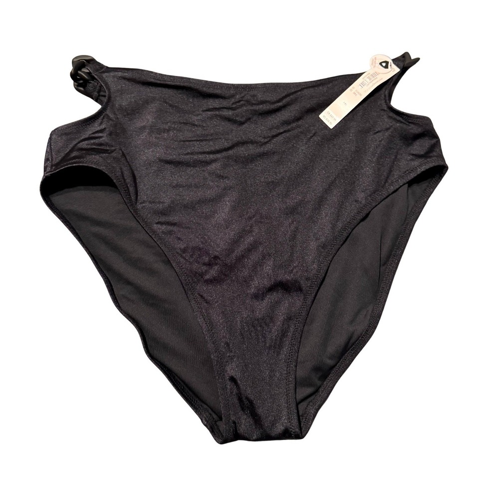 Victorias Secret Large Black High Waist Full Coverage Bikini Bottom Swimwear New